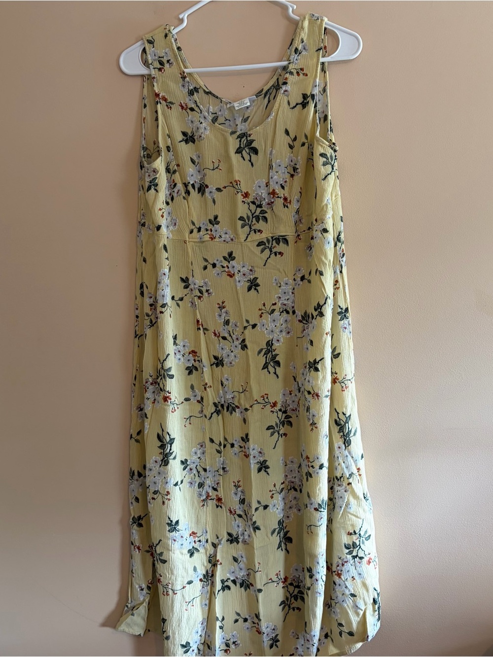 Yellow Floral Sleeveless Dress Y2K 90s mom dress midi/maxi